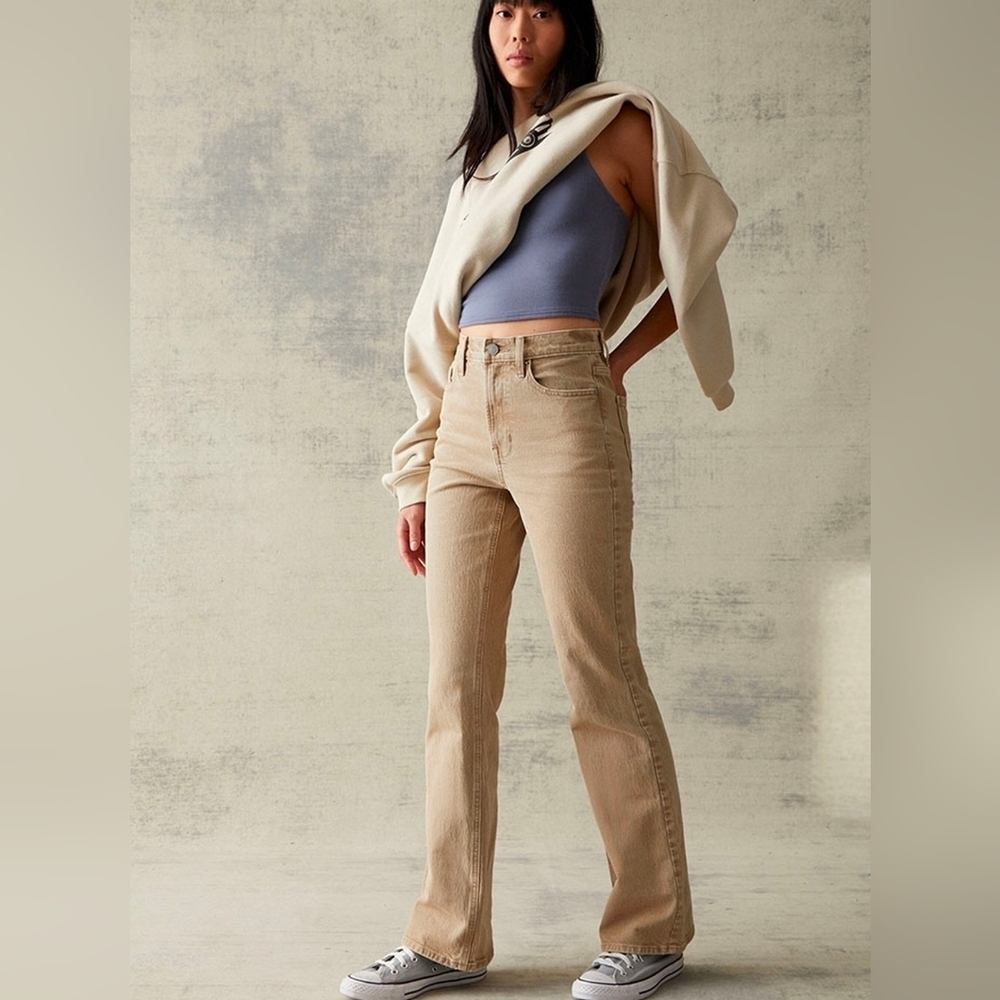 PacSun Women's Tan Flare Jeans
